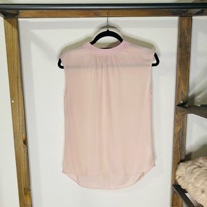 Vince Silk Rib Trim Shell Top, small, pink